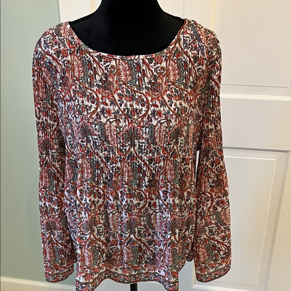 Max Studio Blouse Multicolor Patterned pleated bodice